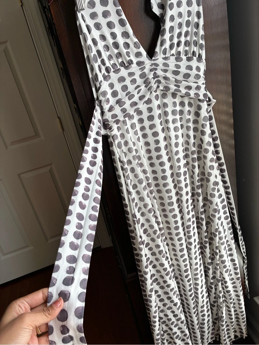 Viral TikTok Polka Dot Halter Maxi Dress M - Picture 7 of 10
